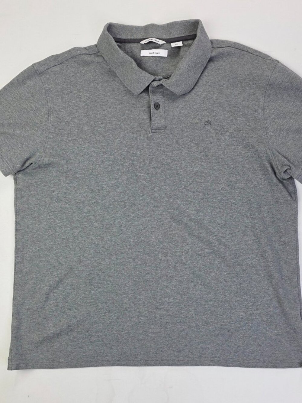 Calvin Klein Liquid Touch Embroidered Chest Logo Mens Size Large Gray Polo